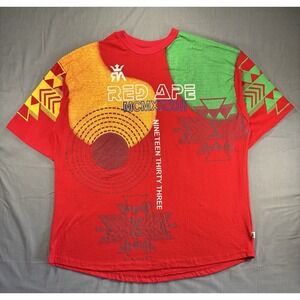 Red Ape T-Shirt Men's 4XL‎ All Over Print Oversized Hip Hop Streetwear Red